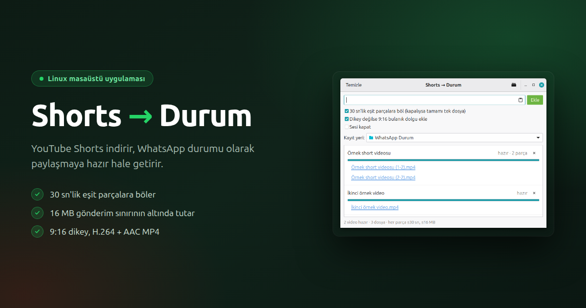 Youtube Shorts → Whatsapp Durum